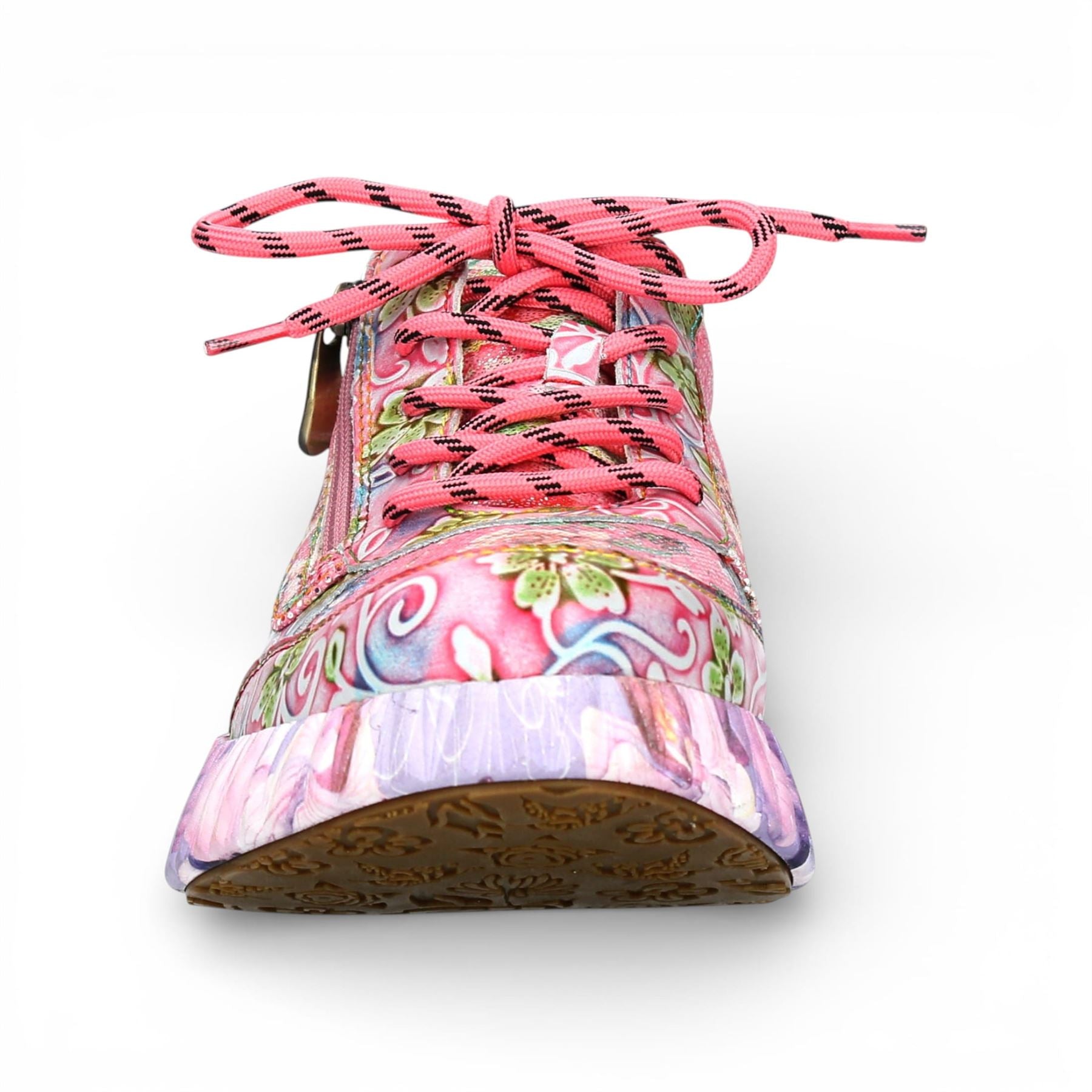 Nikito 62 - Women's Pink Floral Leather Platform Sneakers