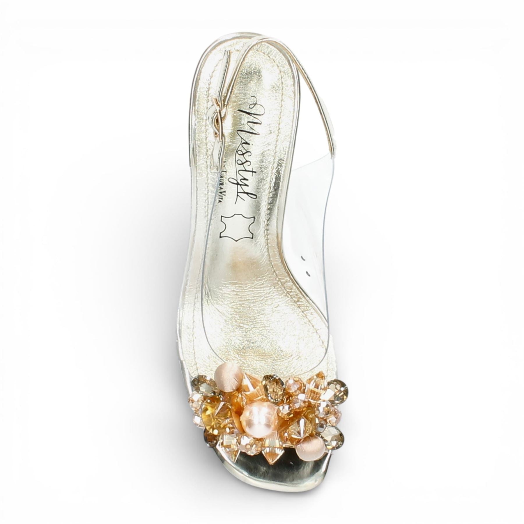 Marlene 12 - Women’s Clear Golden Block Heel Sandals