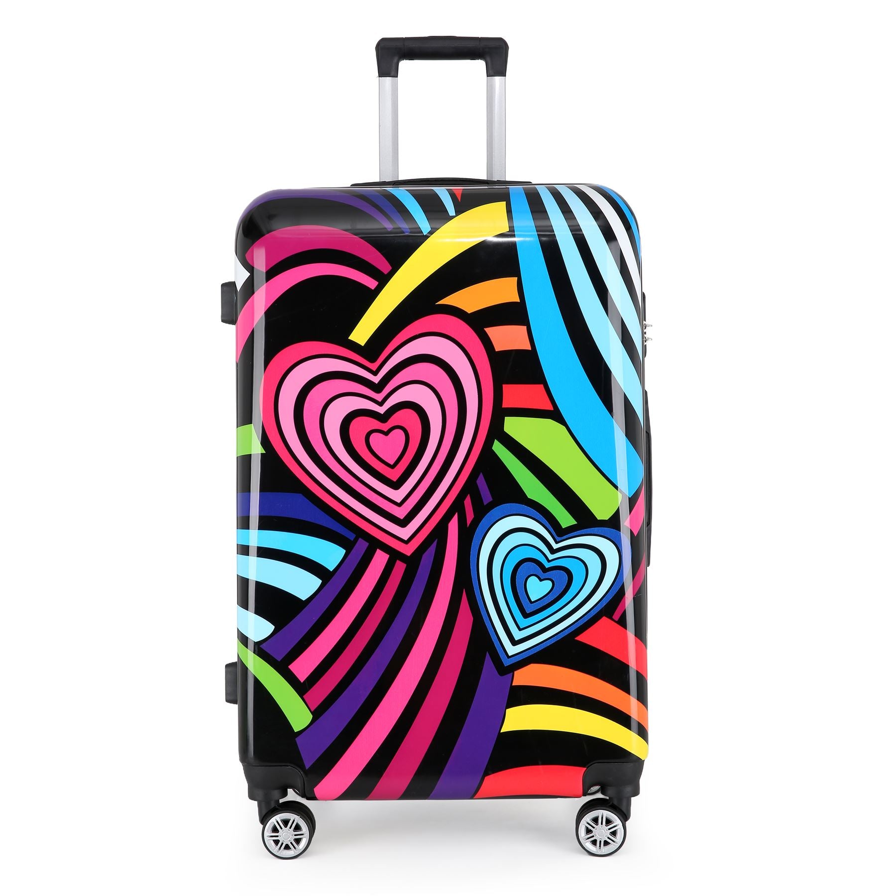 Hard Shell Suitcase Flower Heart Printed Luggage Travel Bag