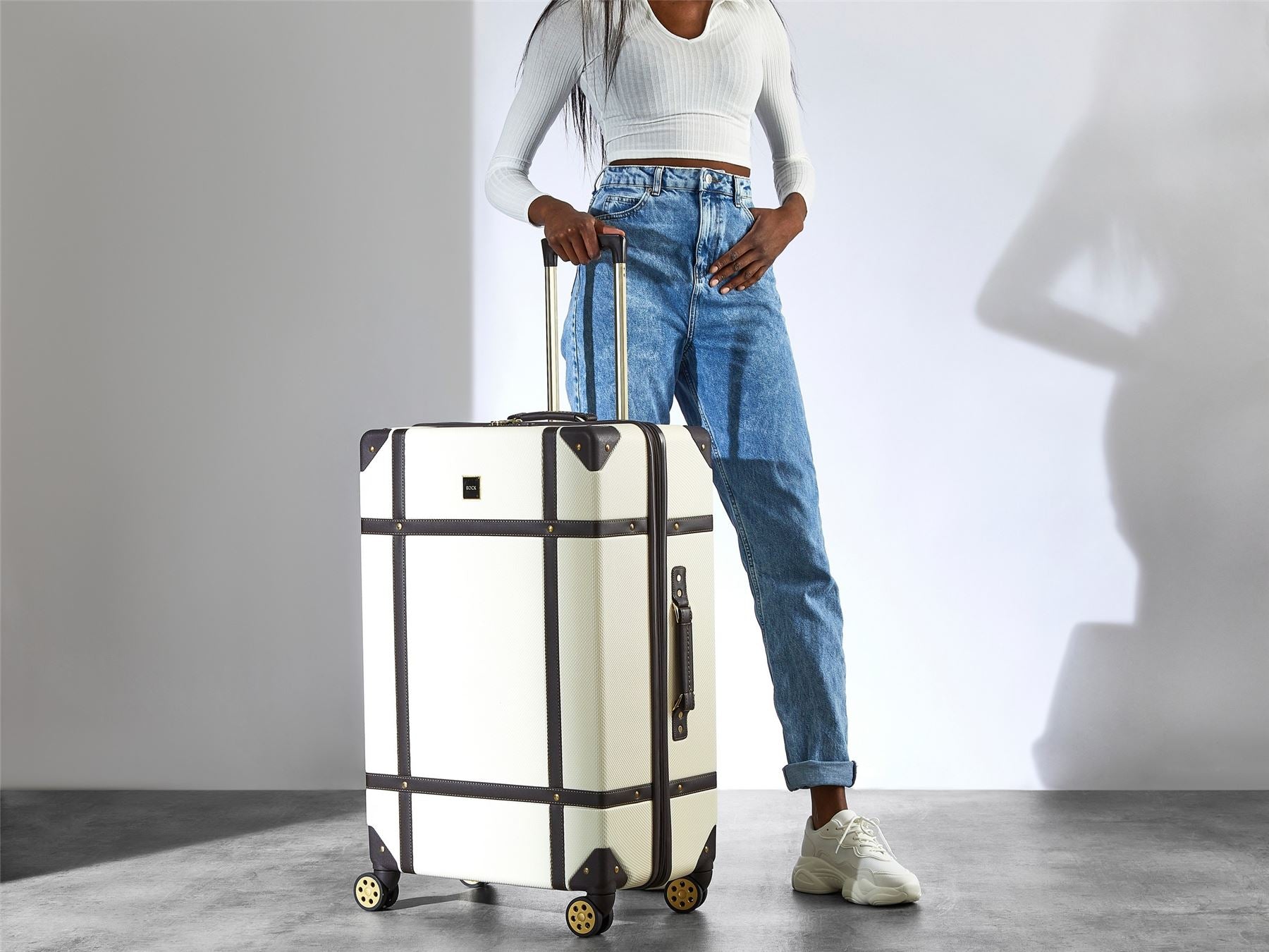 Luggage Suitcase Travel Bag Carry On Hand Cabin Check in Hard-Shell 4 Spinner Wheels Trolley Set | Vintage