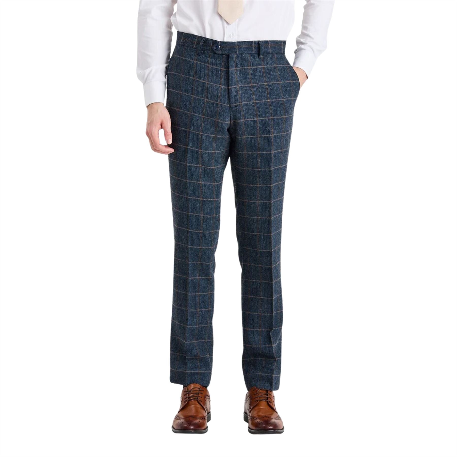 Harris - Men's Navy Tweed Wool Blend Trousers