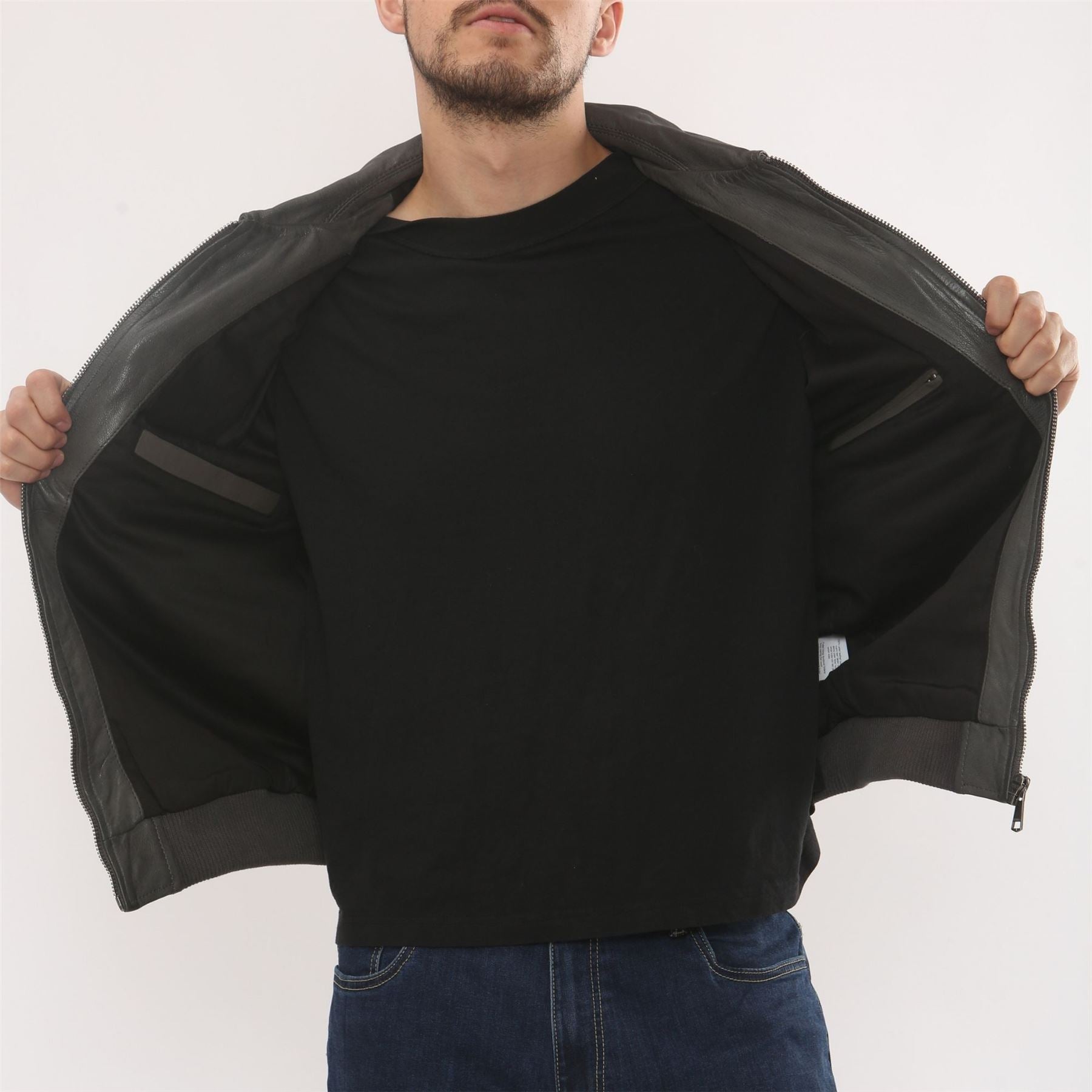 Men's Leather Bomber Jacket Pilot Air Force Style