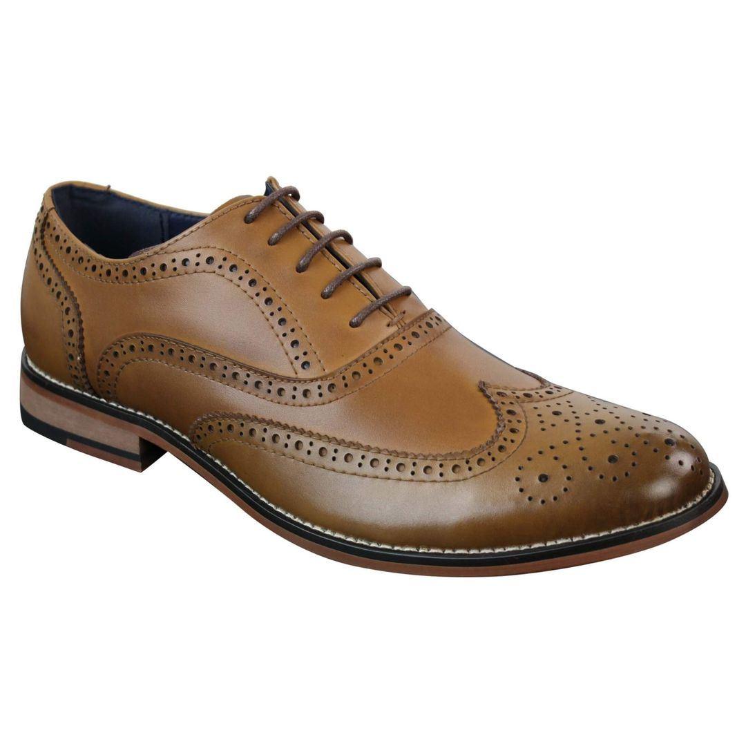 Mens Real Leather Laced Gatsby Brouges Smart Designer Retro Vintage Shoes - Knighthood Store