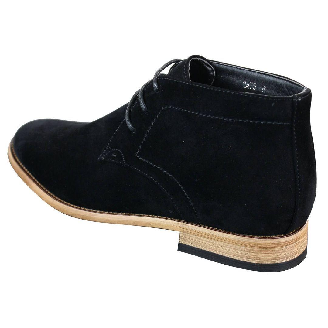Mens Suede Lace Ankle Chukka Boots Chelsea Dealer Shoes Navy Blue Brown Black PU - Knighthood Store