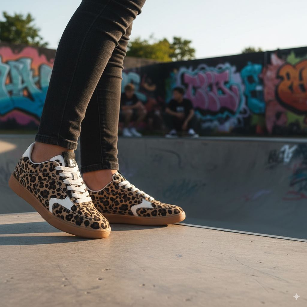 Tastic - Women's Leopard Brown Lace-Up Sneakers