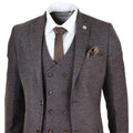 Mens Wool 3 Piece Suit Double Breasted Waistcoat Tweed 1920s - Knighthood Store