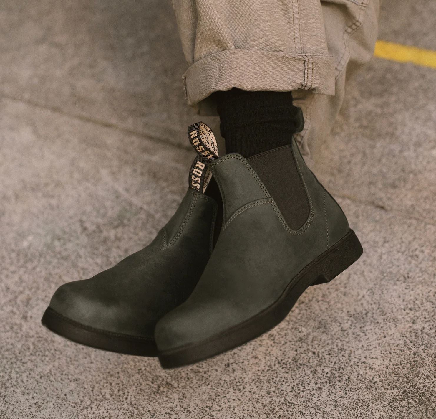 Booma 607 - Olive Green Leather Chelsea Boots