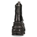 New Rock MILI083CCT-C4 Metallic Black Leather Military Boots Punk Goth Rock - Knighthood Store