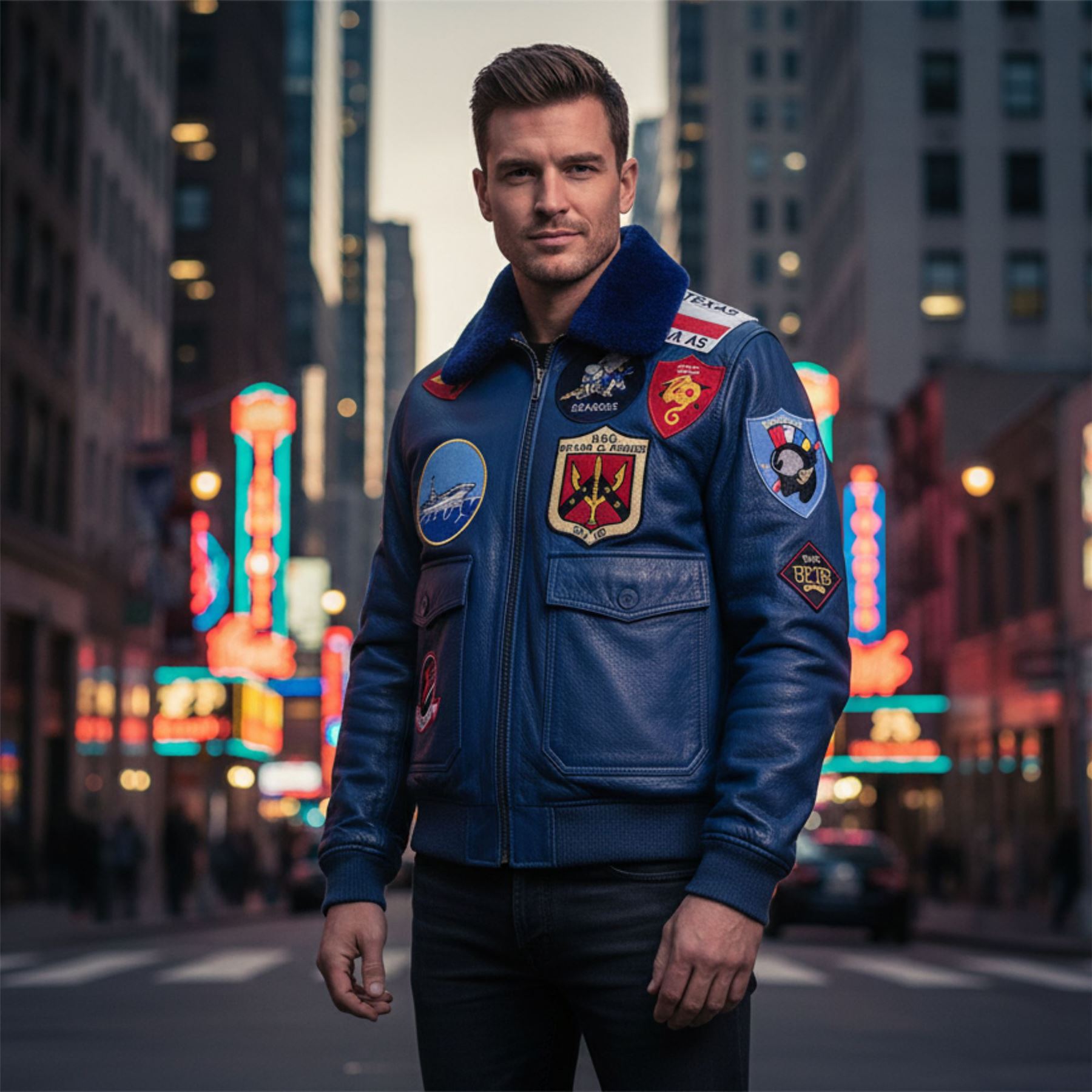 Men's Cowhide Top Gun Maverick Leather Aviator Bomber Jacket