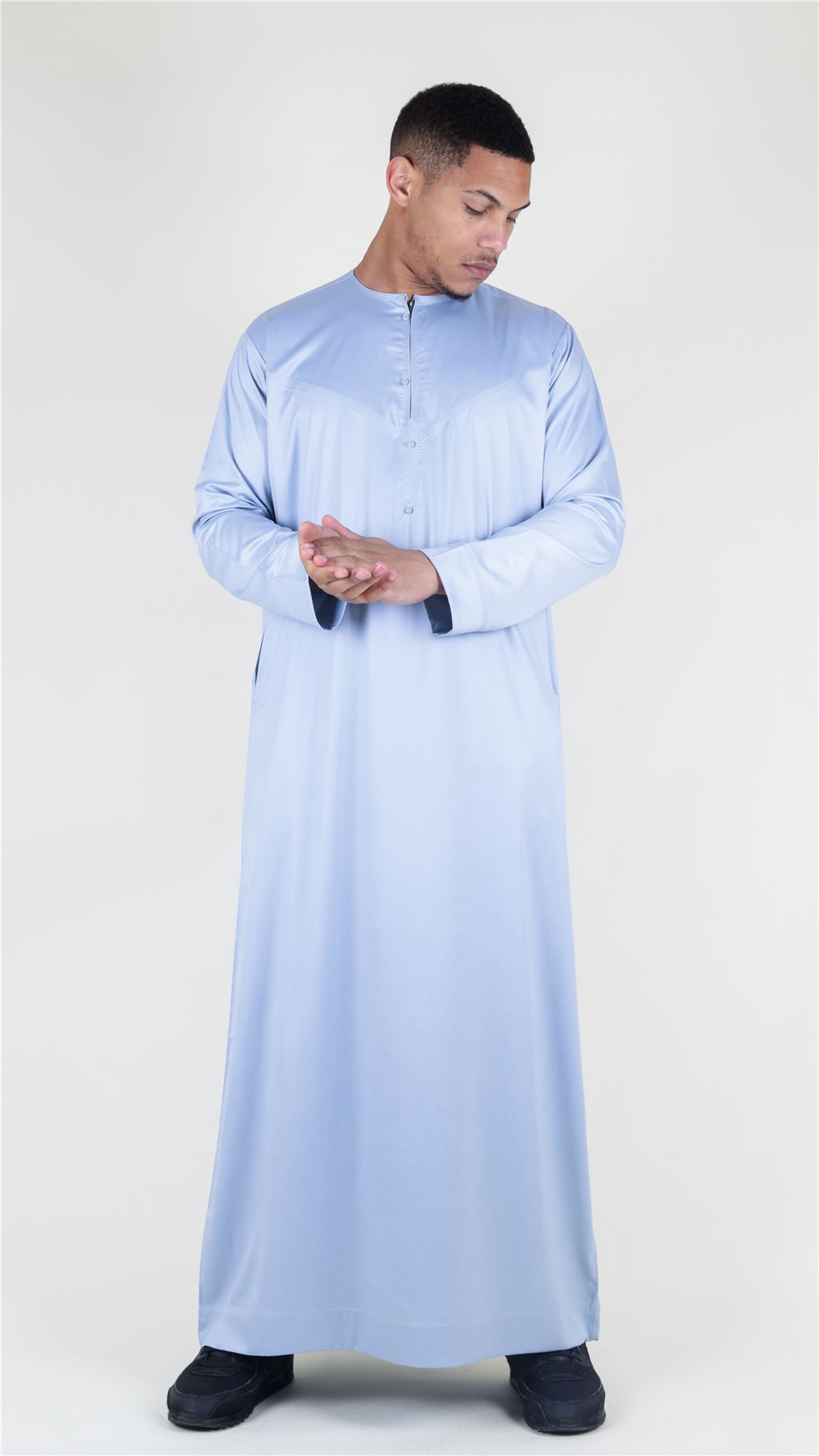 Men's Thobe Jubba Islamic Clothing Muslim Kaftan Emirati Omani Satin Robe