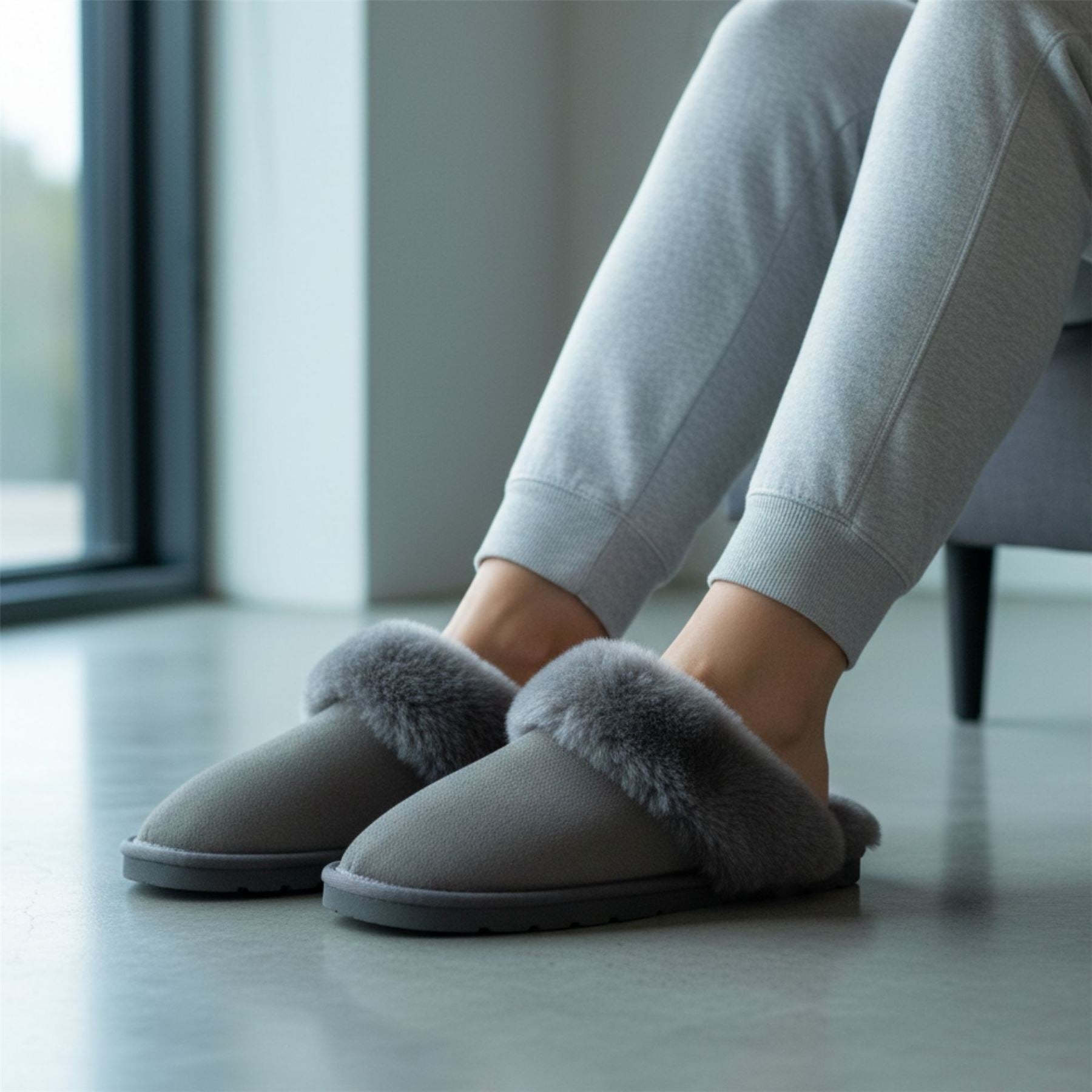 Luna - Women's Sheepskin Suede Mule Slippers