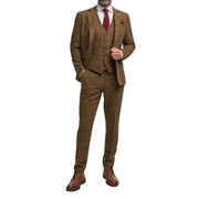 Thomas - Men’s Brown 3 Piece Wool Blend Tweed Suit