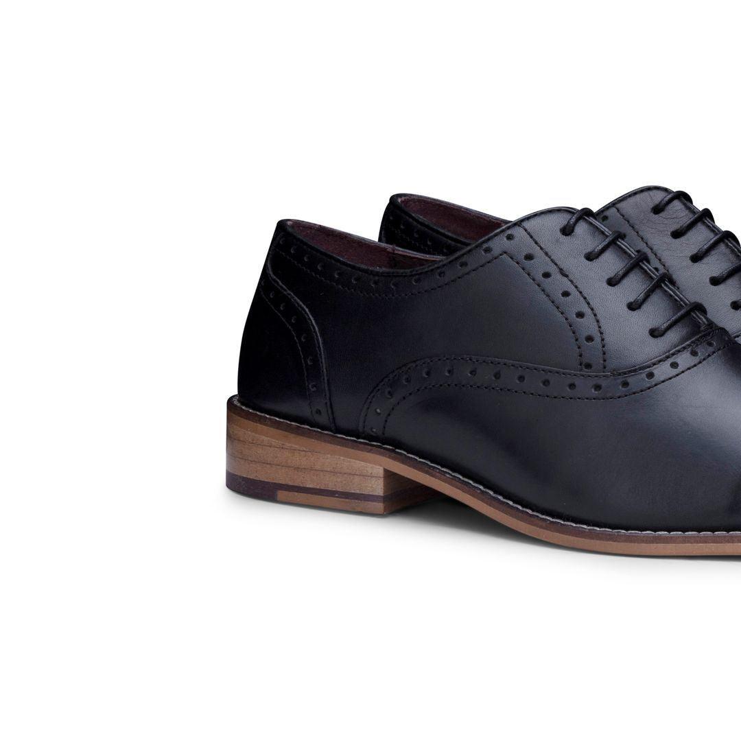 Mens Real Leather Classic Brogues Black Laced Shoes Smart Formal Leather Vintage - Knighthood Store