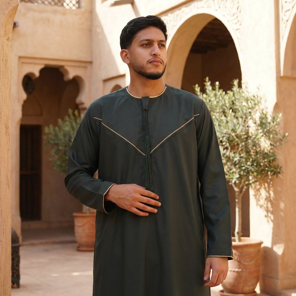 TT-007 - Men's Emirati Omani Gold Embroidery Thobe