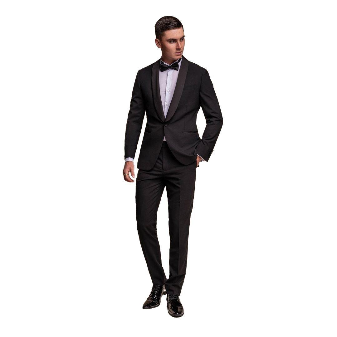 Mens Black Tuxedo 2 Piece Shawl Collar Suit - Knighthood Store