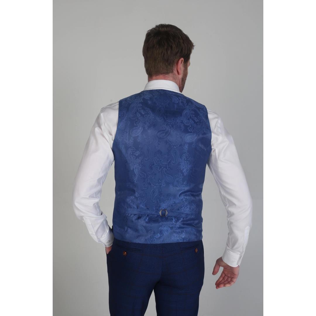 Navy Prince Of Wales Check Waistcoat for Weddings Prom