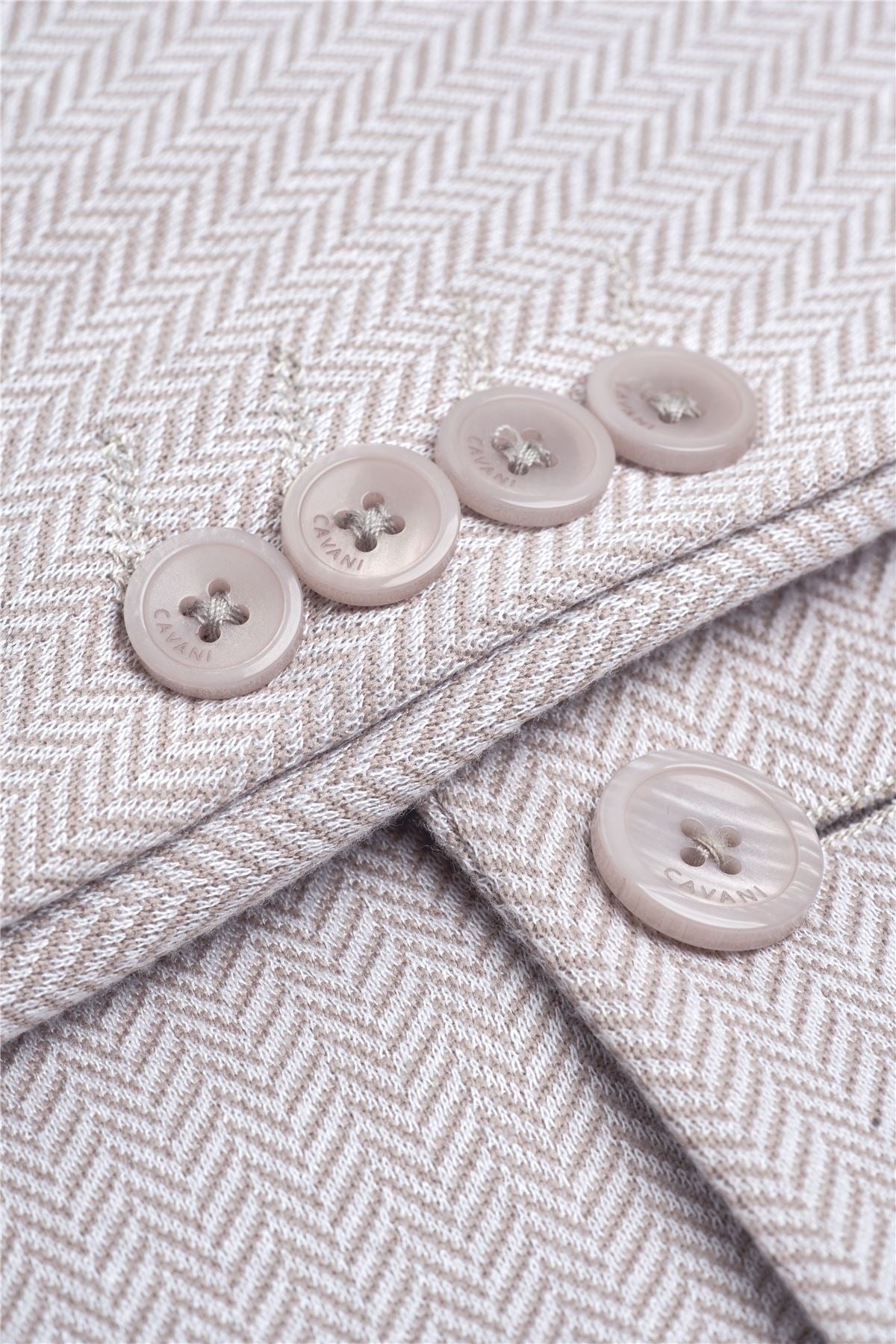 Vasco - Men's Beige Herringbone Blazer