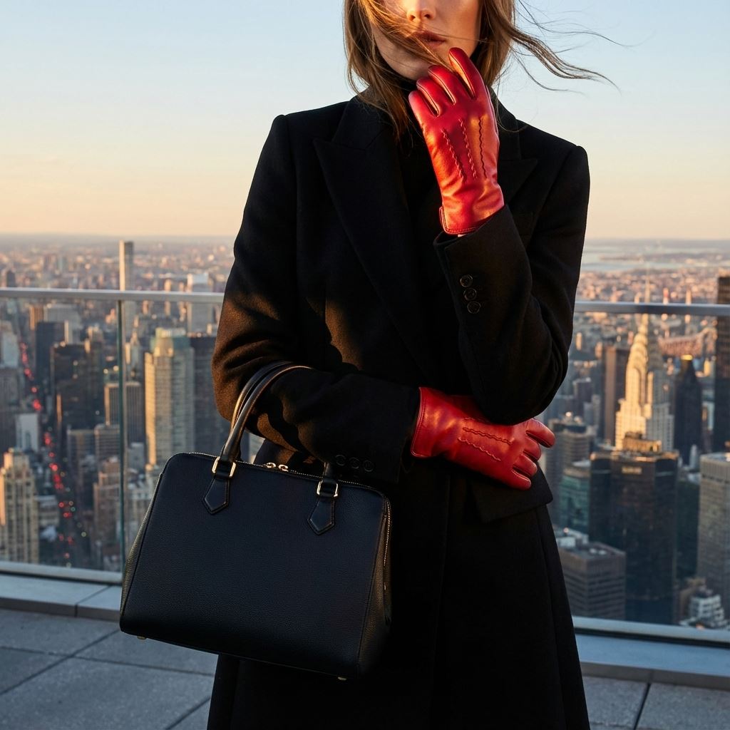 Women’s Genuine Leather Wool Lined Touchscreen Gloves