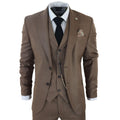 Mens Classic 3 Piece Suit Brown Pocket Chain Wedding Tailored Fit Vintage Formal - Knighthood Store