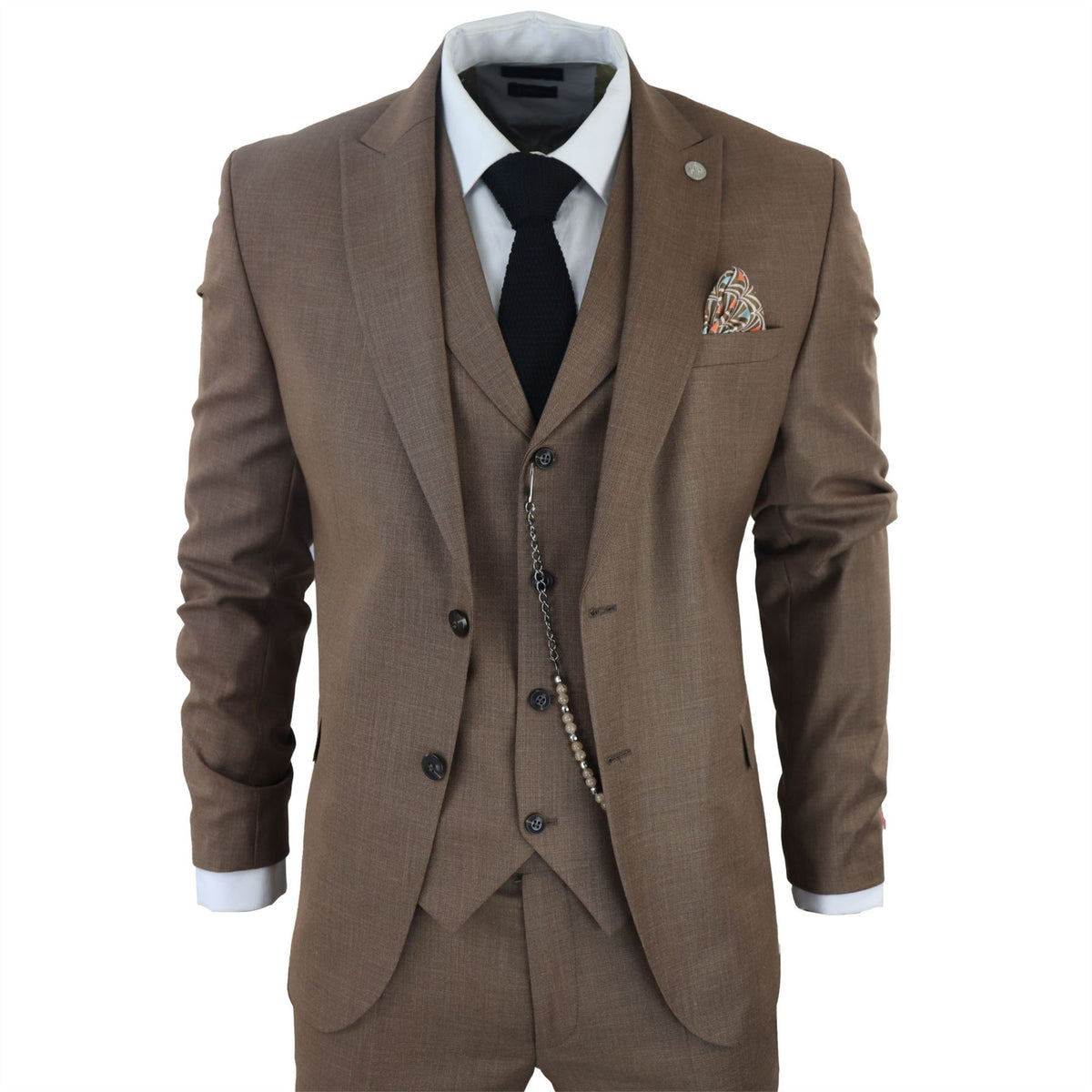 TruClothing James Men 3 Piece Brown Suit - 36" Jacket 30" Trousers