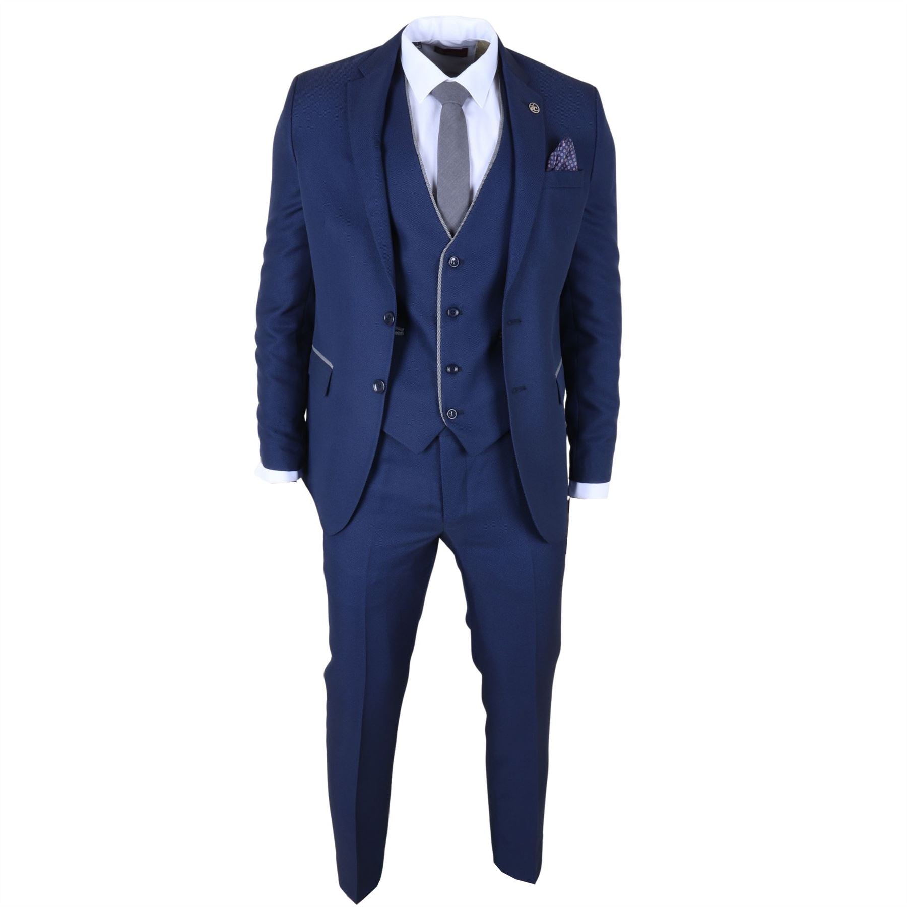 IM49 - Men's 3 Piece Blue Tailored Fit Suit