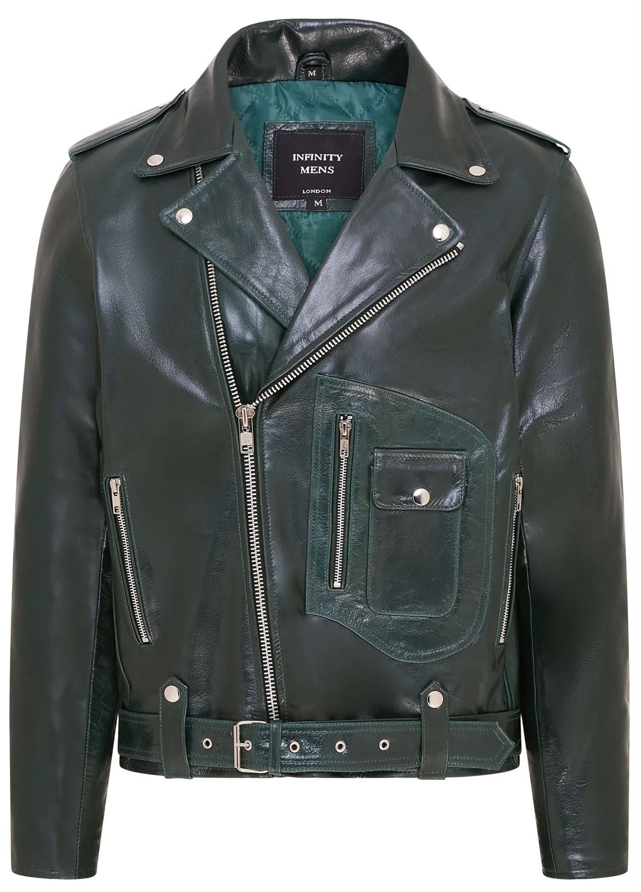 Men's Cow Hide Biker Brando Cross Zip Leather Jacket