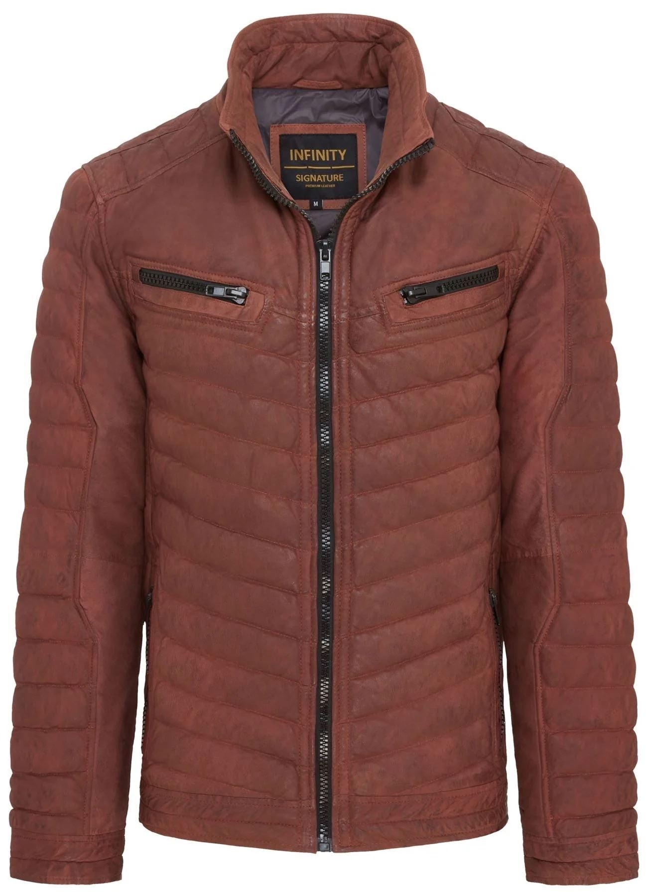 Men's Quilted Puffer Soft Napa Leather Jacket