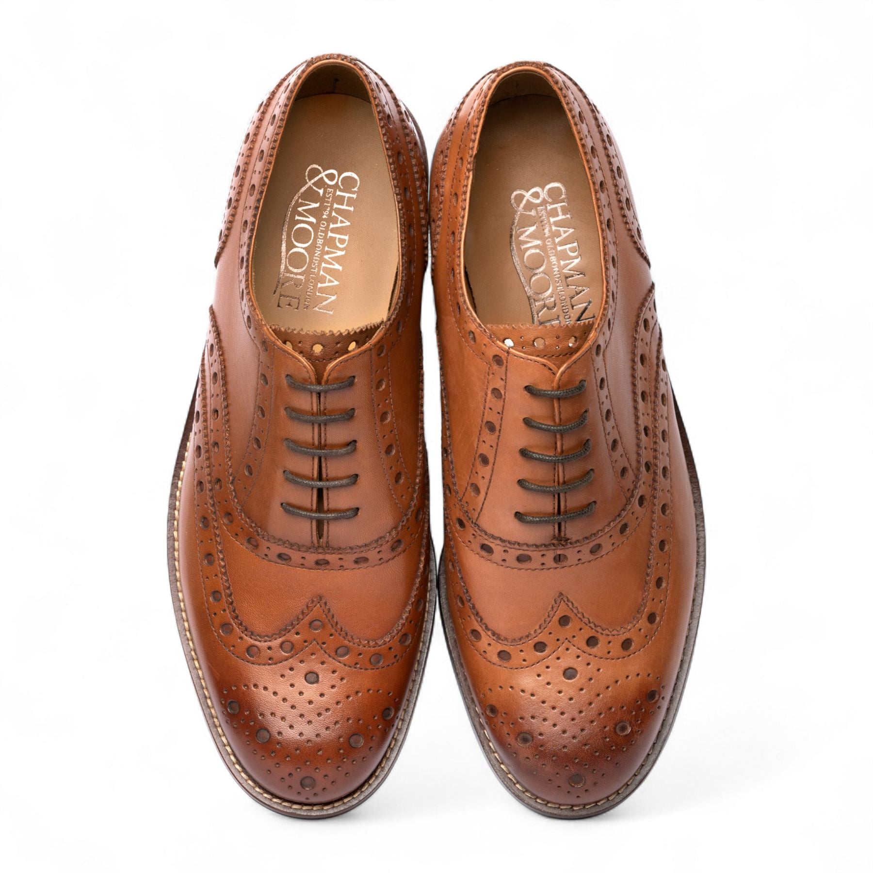 Men's Tan Brown Leather Wingtip Brogue Oxford Office Shoes