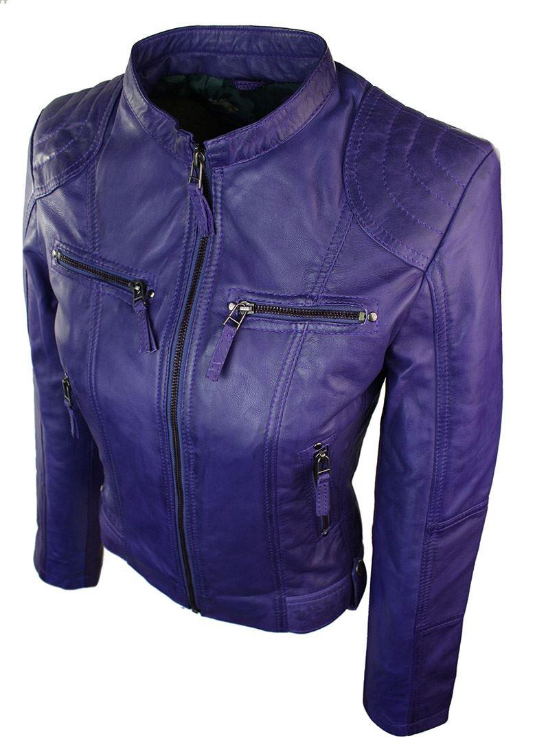 New Ladies Womens Real Leather Slim Fit Soft Zip Biker Style Jacket - Knighthood Store