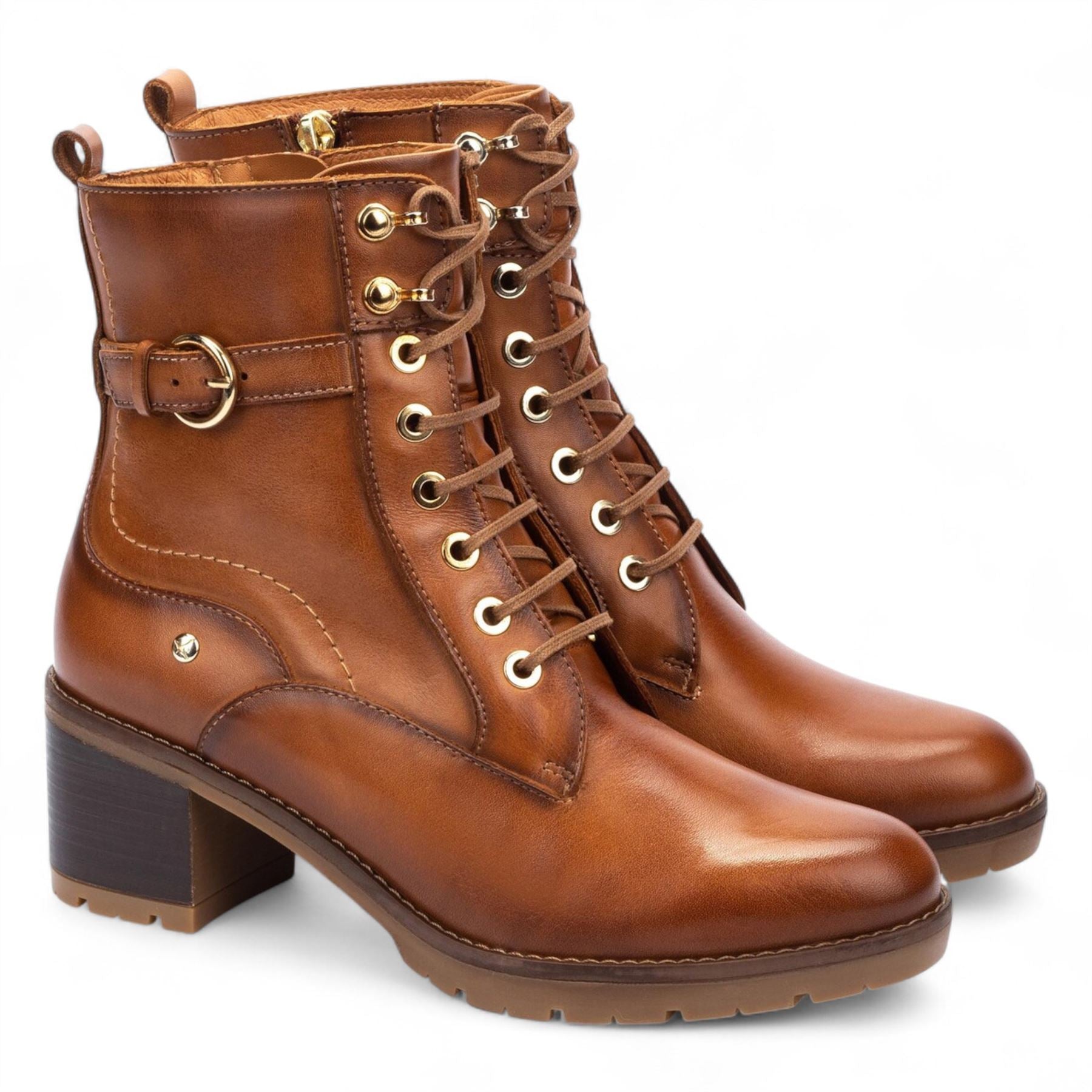 Llanes - Women’s Brandy Brown Leather Mid-Heel Ankle Boots