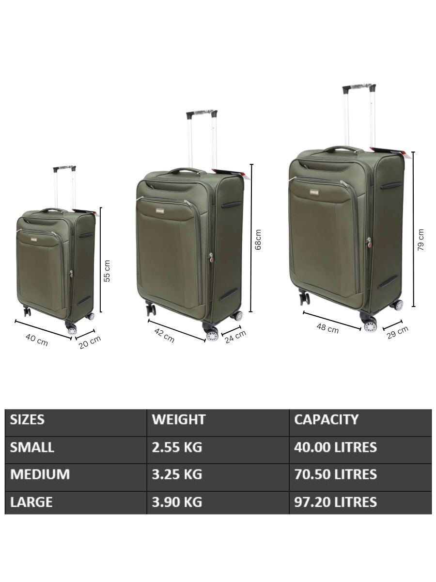 Soft Suitcase Dual 4-Wheel Spinners Expandable Luggage
