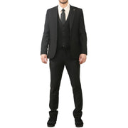 IM30 - Men's Black 3 Piece Stitch Lapel Formal Suit