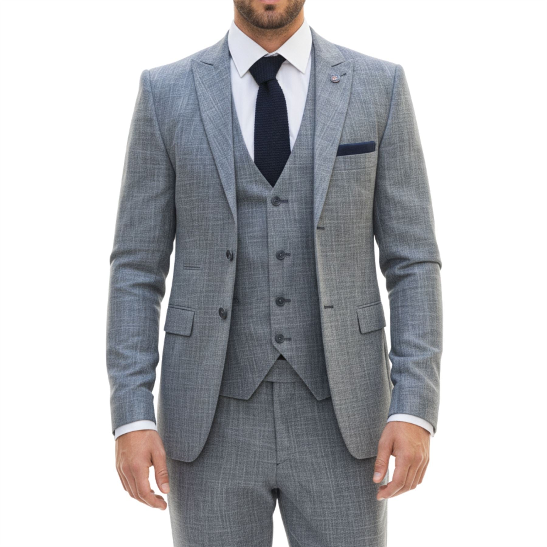 IM33 - Men's 3 Piece Blue Tailored Fit Suit