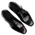 Men's Black Patent Derby Shoes Brogues Angled Laces Genuine Leather Formal Dress Shoe - Knighthood Store