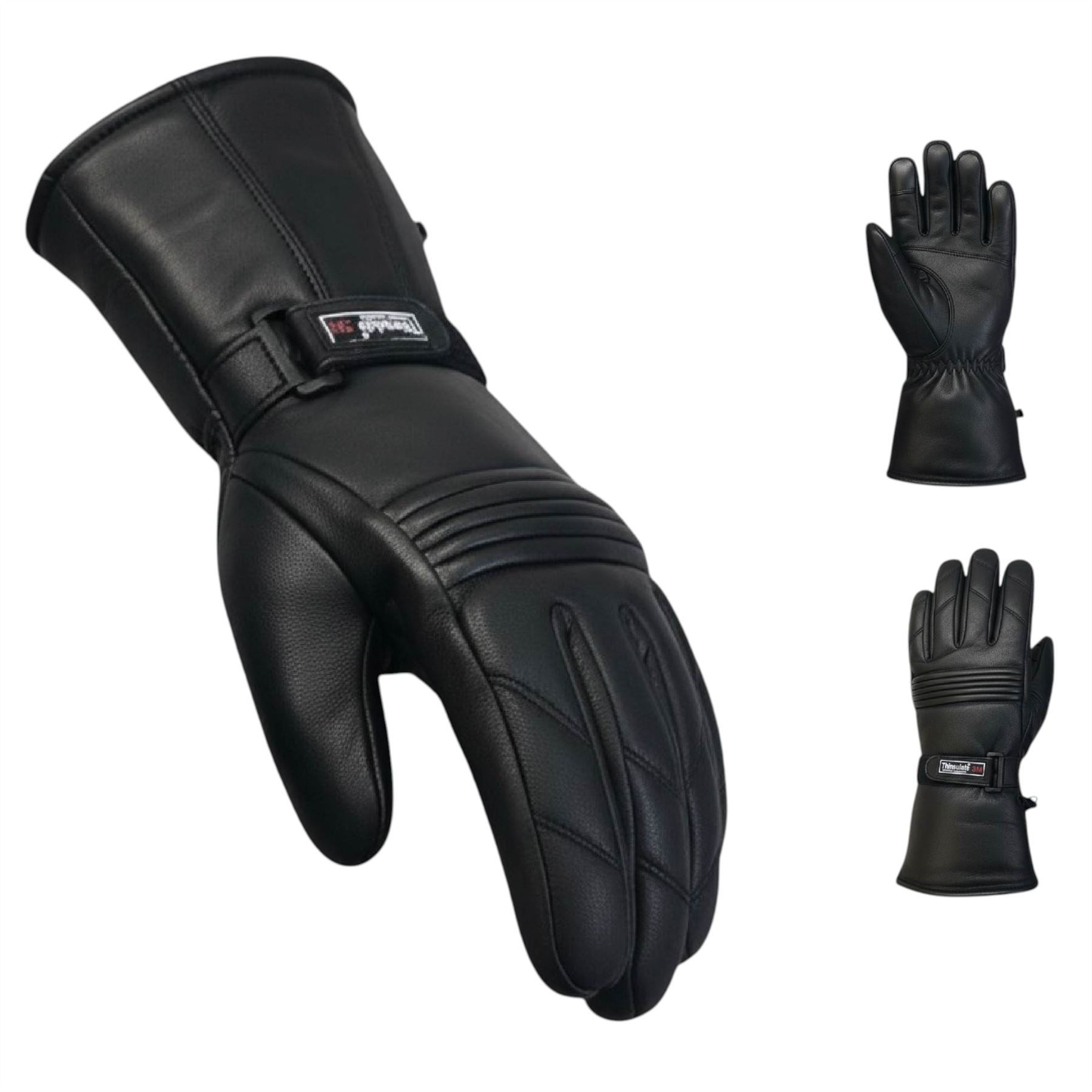 Men’s Cowhide Leather Thermal Insulation Motorcycle Gloves