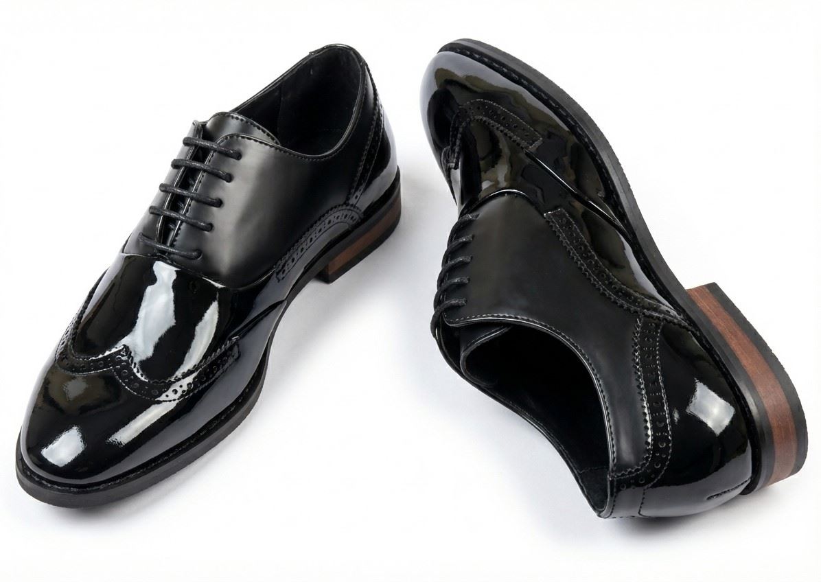 Men's Patent PU Leather Wingtip Oxford Dress Shoes