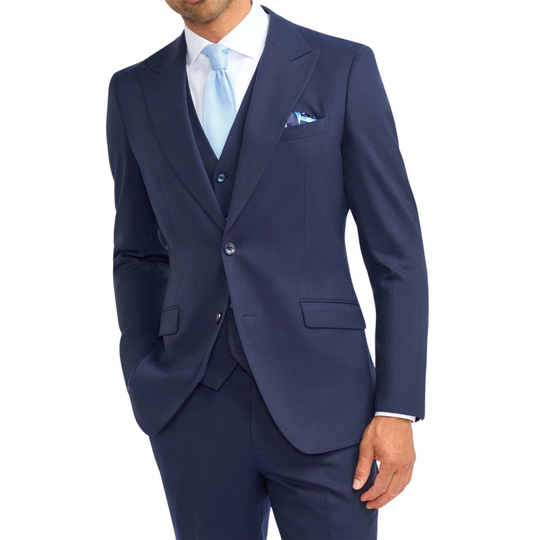 Men's Blazer Navy Blue Wool Sports Coat Formal Suit Jacket