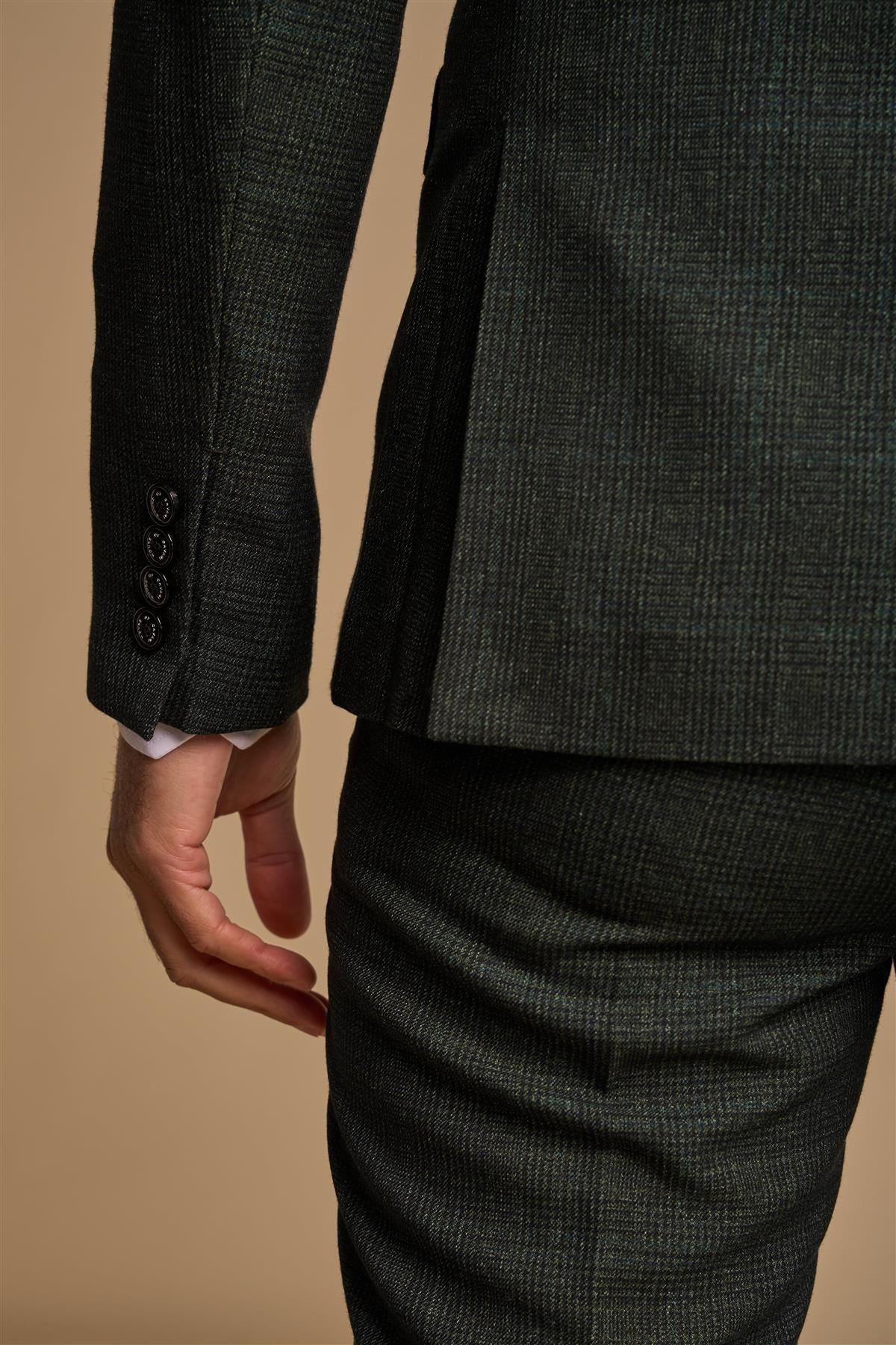 Men's Suit 2 Piece Olive Green Double Breasted Tailored Fit