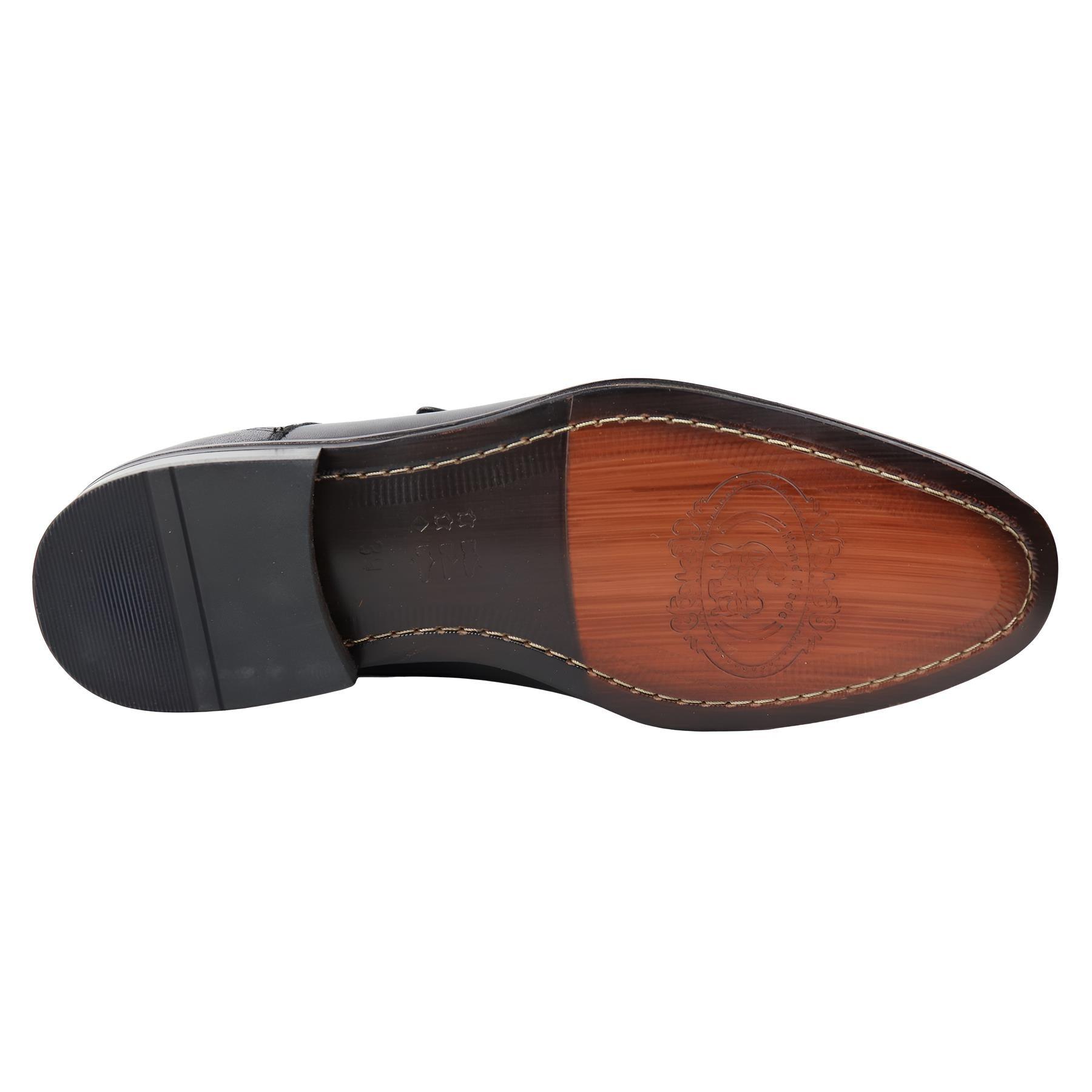 Men's Black Monk Shoes Side Buckle Genuine Leather Formal Dress Shoe - Knighthood Store