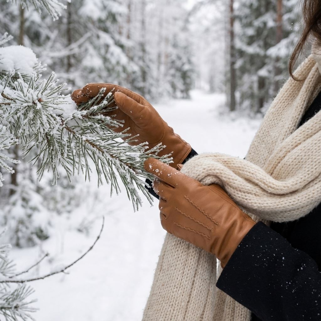 Women’s Genuine Leather Wool Lined Touchscreen Gloves