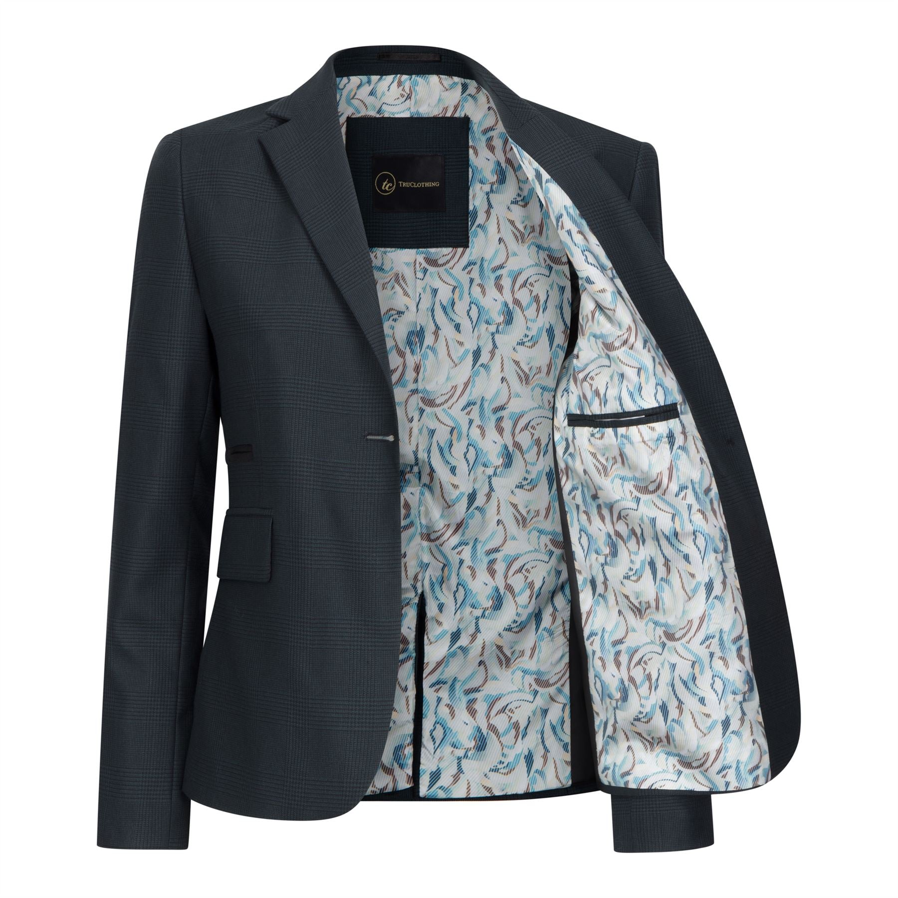 Women's Suit 3 Piece Olive Green Prince Of Wales Check Tailored Fit Business Formal Ladies Dress