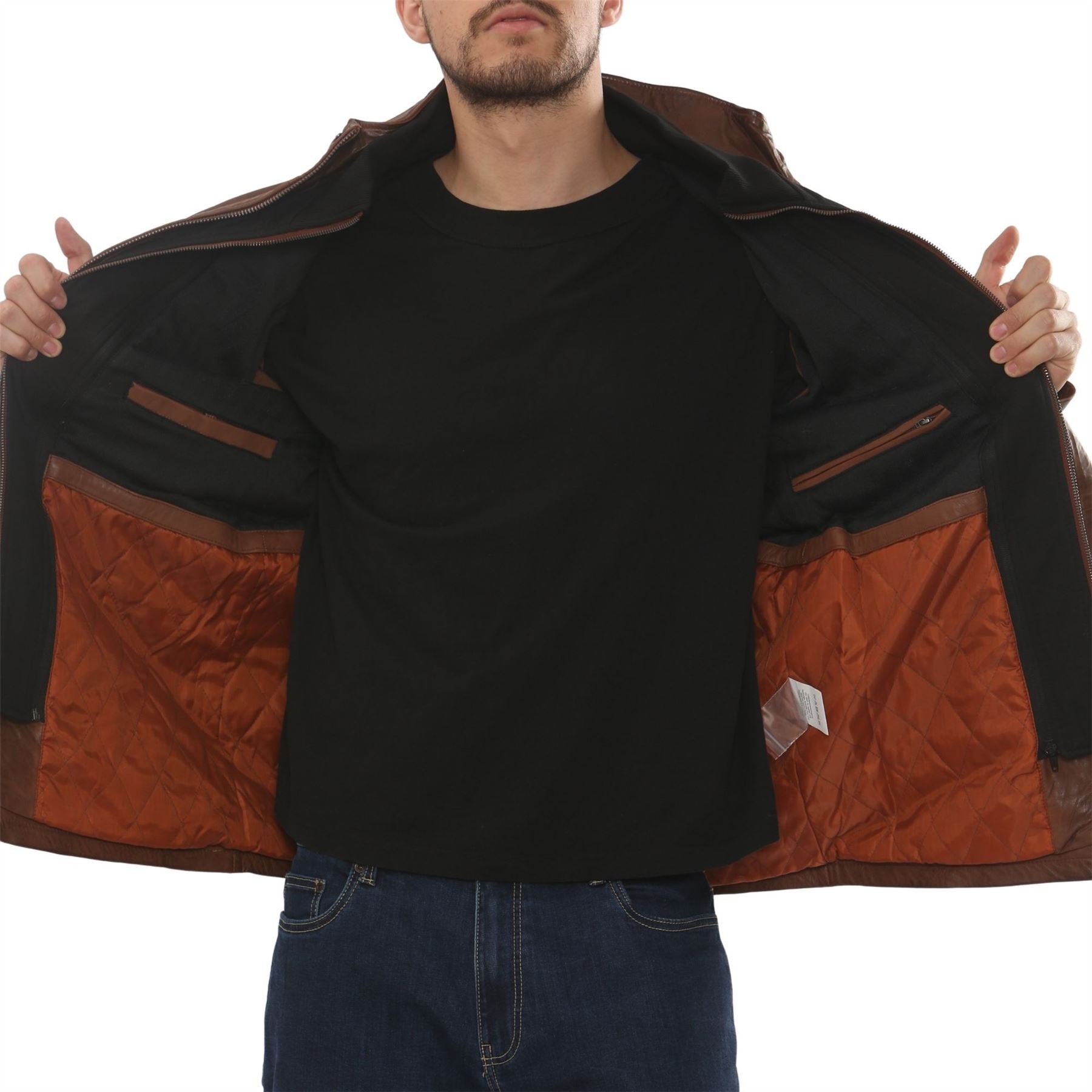 Men's Lambskin Leather Stand Collar Field Jacket