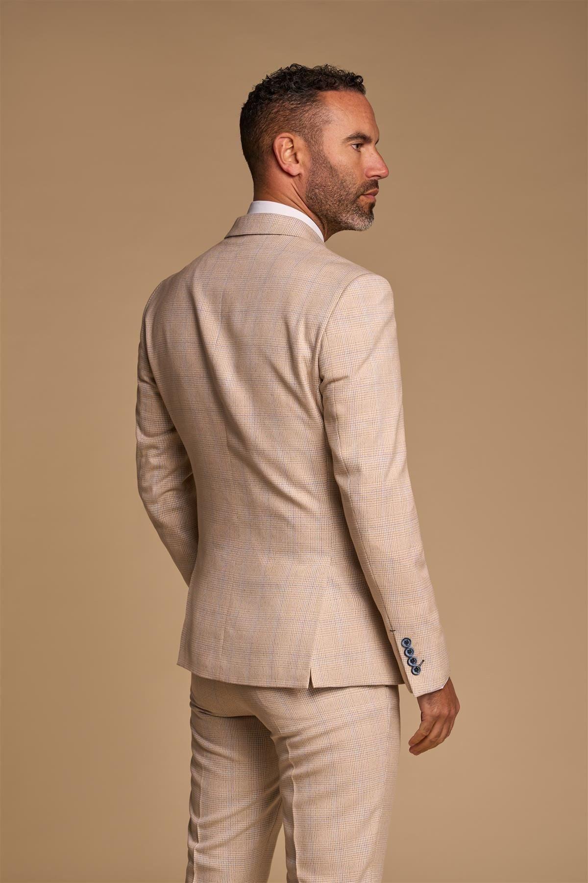 Men's Suit 2 Piece Beige Double Breasted Tailored Fit - Knighthood Store