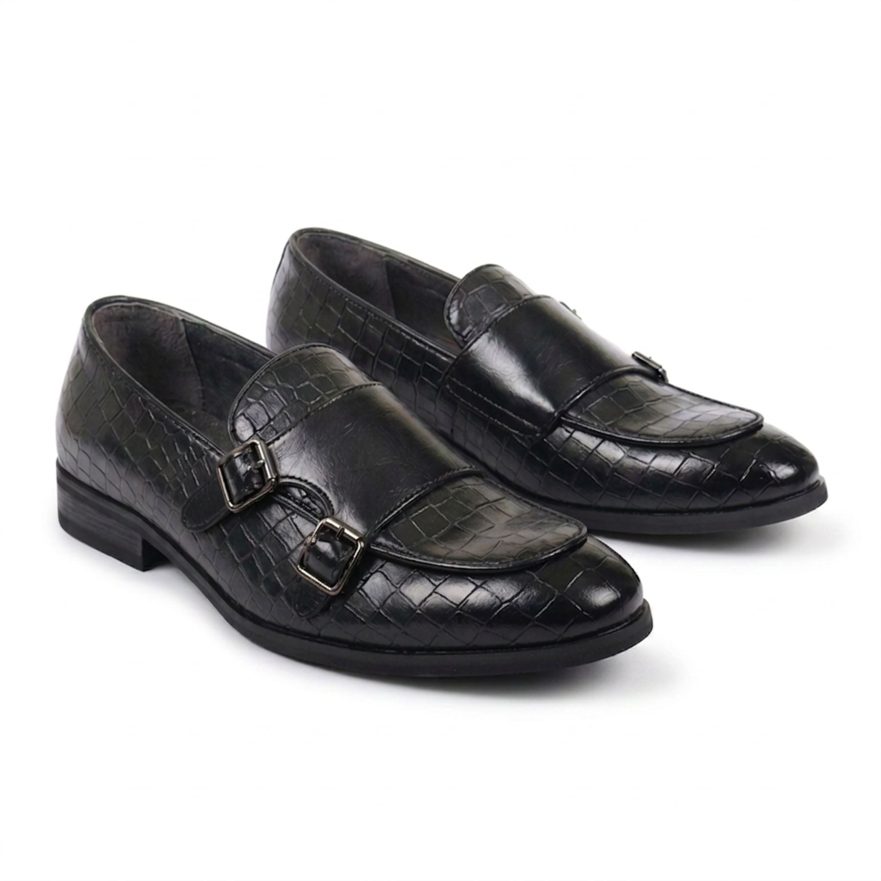 Men's Vegan Leather Double Monk Strap Loafers