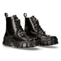 New Rock M-WALL005N-C6 Black Leather Wall Gothic Rock Biker Ankle Boots Patent - Knighthood Store
