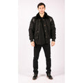 Men's Black Leather Shoulder Patches Bomber Jacket with Removable Sleeves - Knighthood Store