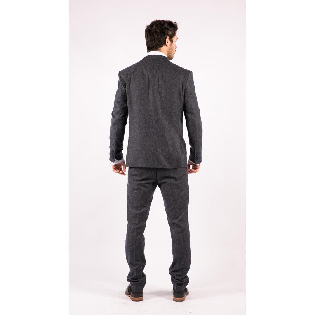 Mens 3 Piece Tweed Suit Blue Herringbone Double Waistcoat Classic Vintage Shelby 1920s - Knighthood Store