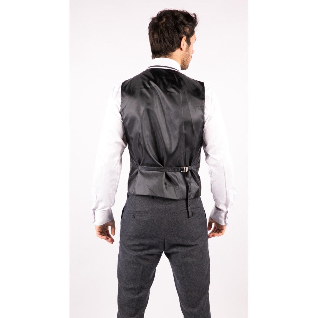 Mens 3 Piece Tweed Suit Blue Herringbone Double Waistcoat Classic Vintage Shelby 1920s - Knighthood Store