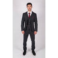 Mens Herringbone Tweed 3 Piece Navy Red Check Suit Vintage 1920s Tailored Fit - Knighthood Store