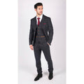 Mens Herringbone Tweed 3 Piece Navy Red Check Suit Vintage 1920s Tailored Fit - Knighthood Store